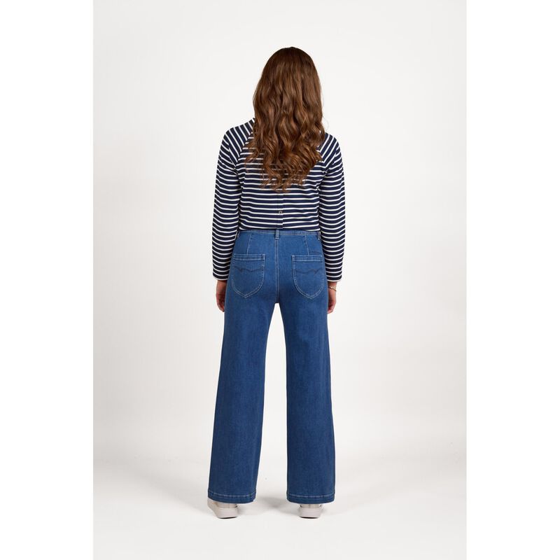 Vassalli Wide Leg Full Length Jean Blue Wash image number 1